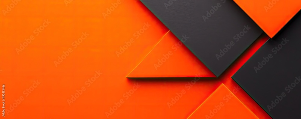 Aufkleber Triangle abstract background concept. Abstract geometric shapes in orange and black creating a modern design.