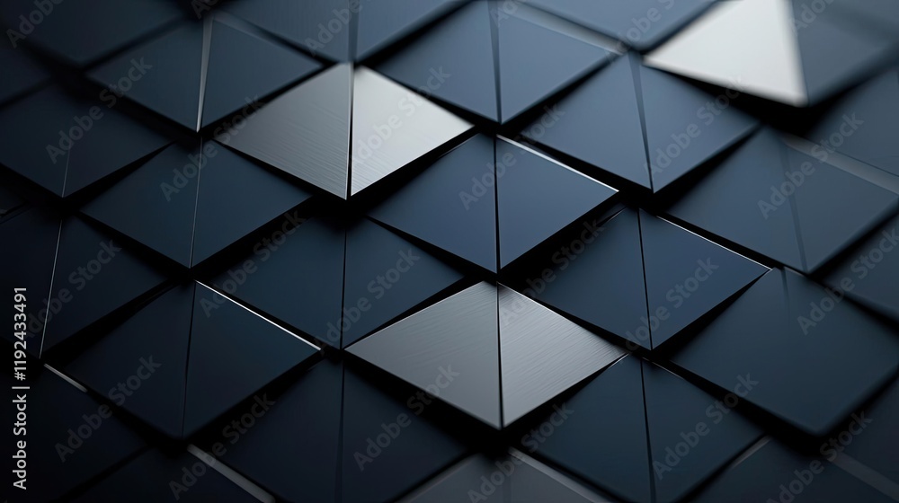 Aufkleber Triangle abstract background concept. Abstract geometric pattern with black and gray triangles creating a modern visual effect.