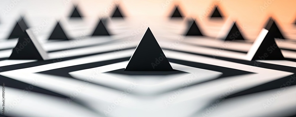 Aufkleber Triangle abstract background concept. Abstract composition featuring pyramids with geometric patterns in contrasting colors.