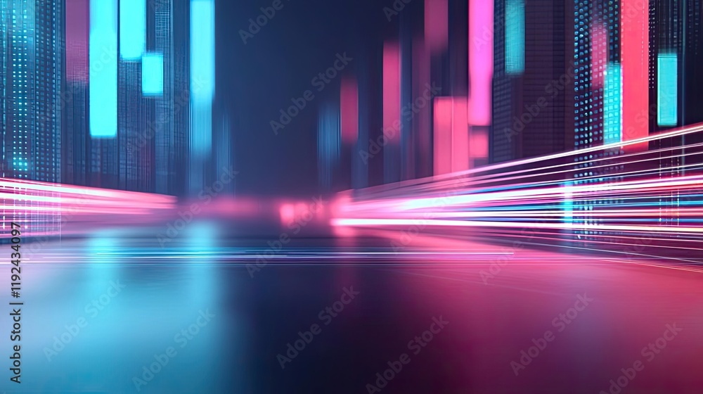 Aufkleber Blurred abstract background idea. Abstract digital background with vibrant lines and lights representing data flow.