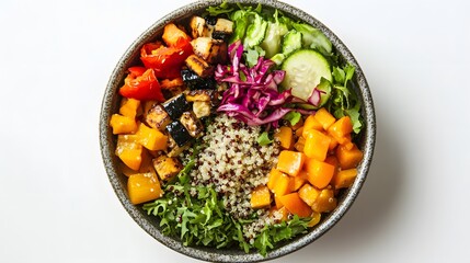 Colorful Quinoa Bowl with Roasted Vegetables and Tofu