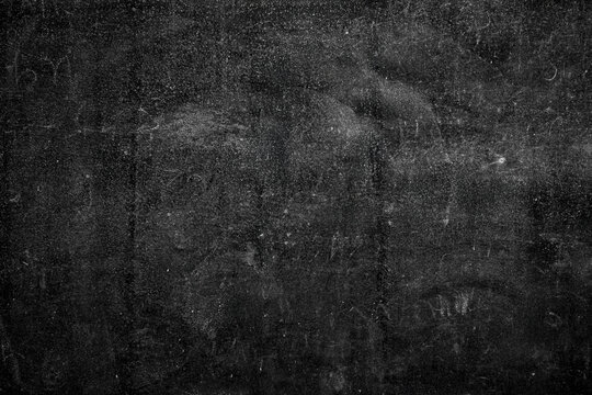 Naklejki Real dust chalkboard background texture in art university college concept back to school kid wallpaper for create chalk text, Teacher day. Empty blank education wood wall blackboard. Food backdrop.