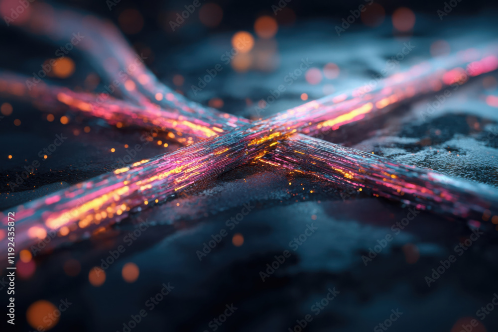 Poster crossroads of ideas merging into one dynamic stream in a vibrant abstract visualization