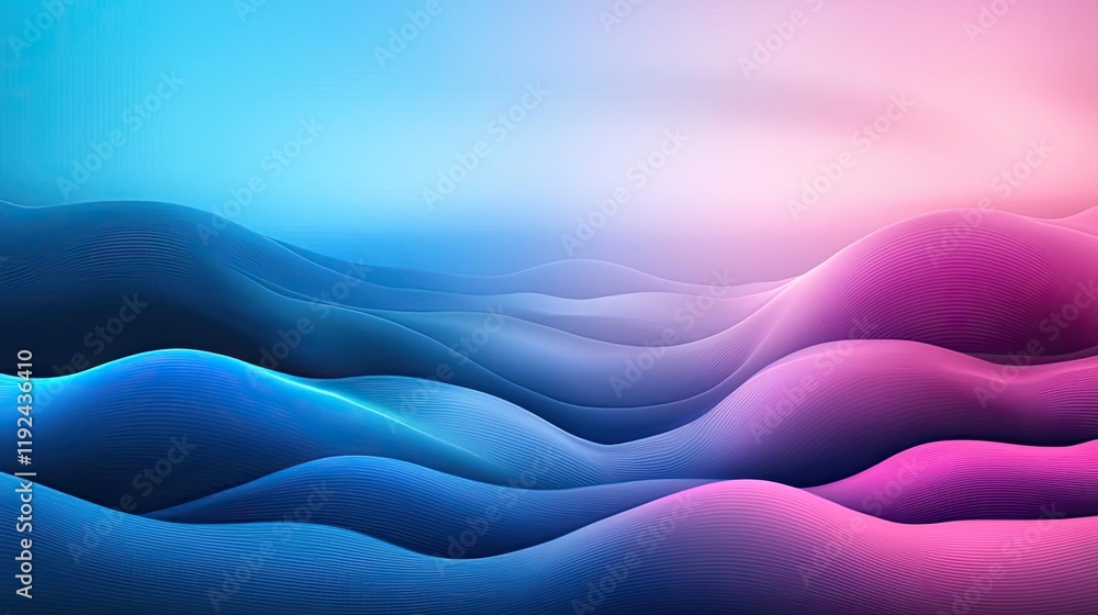 Poster blurred abstract background idea. abstract waves in vivid blue and pink tones create a serene and mo