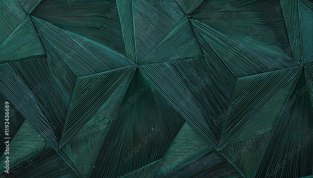 Fototapete geometric green abstract pattern with linear texture, dynamic triangular shapes for modern graphic design and artistic background wallpaper banner
