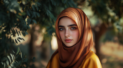 World Hijab day on february 1, Arab girl wearing a beautiful modern hijab