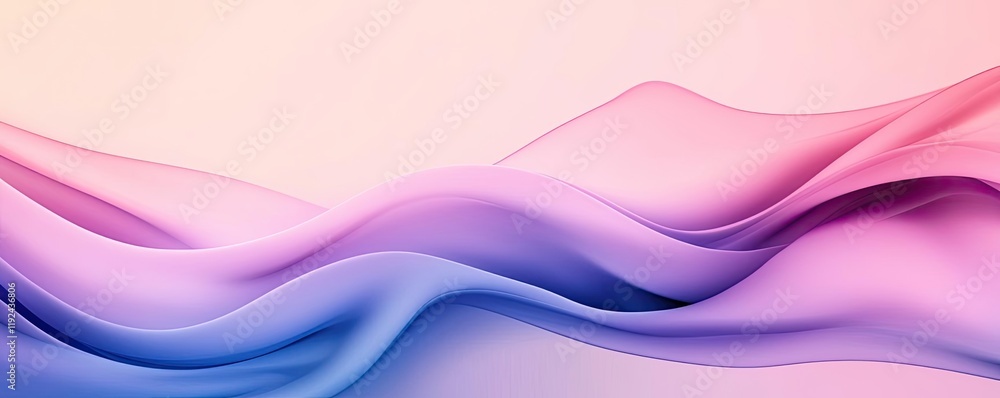 Poster Blurred abstract background idea. A beautiful blend of soft pink and purple waves creating a serene atmosphere.