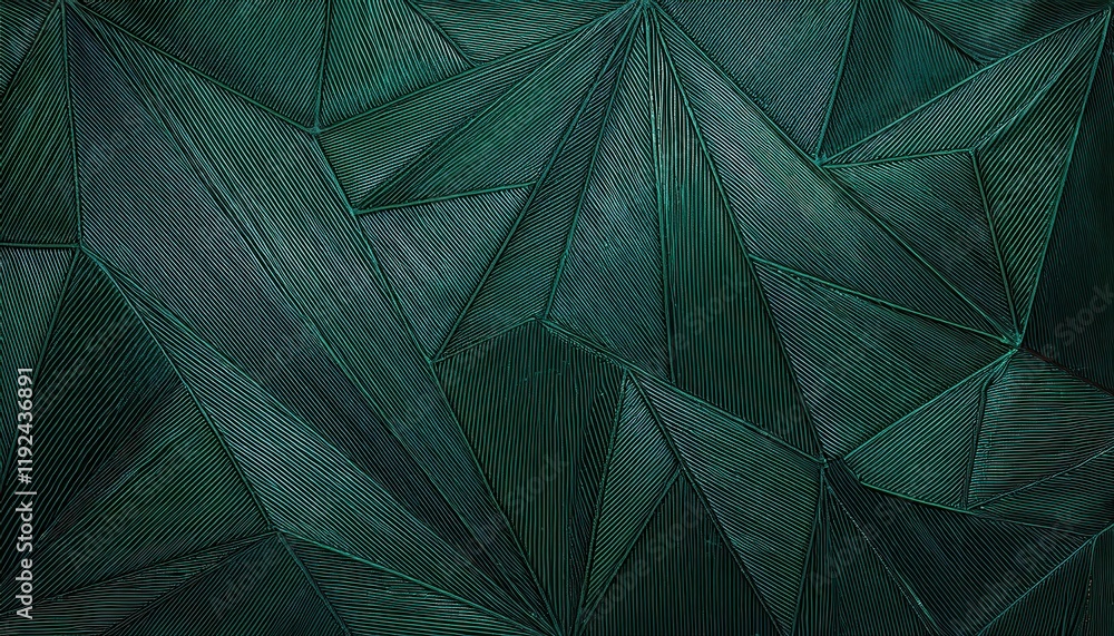 Aufkleber geometric green abstract pattern with linear texture, dynamic triangular shapes for modern graphic design and artistic background wallpaper banner