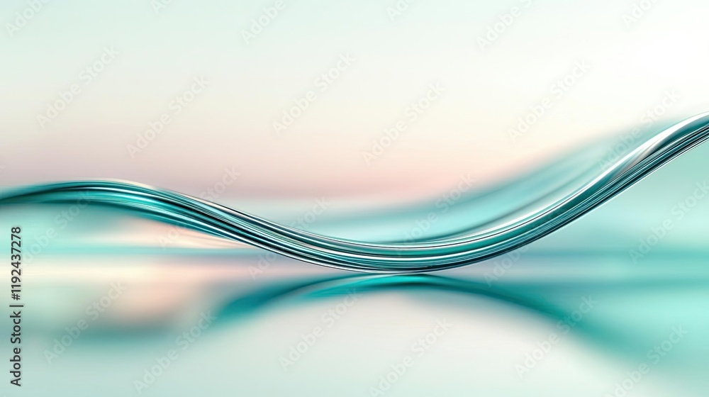 Poster Blurred abstract background idea. Soft flowing curves in calming pastel colors, creating a tranquil atmosphere.