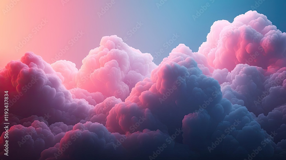 Poster cloudy abstract background concept. beautiful pink and purple clouds fill the sky, creating a serene