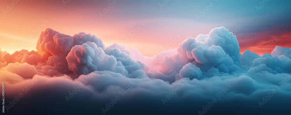 Poster cloudy abstract background concept. a breathtaking view of colorful clouds during a serene sunset in