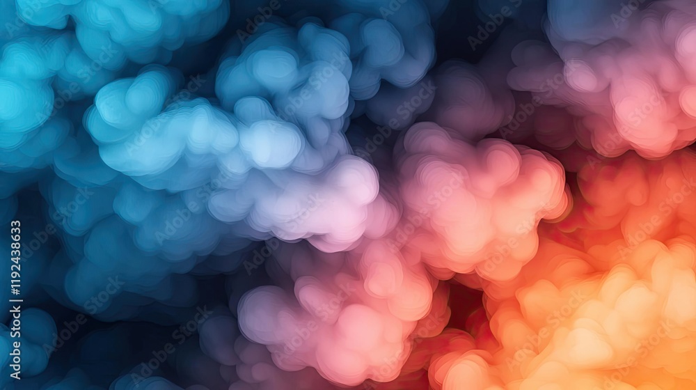 Poster Cloudy abstract background concept. Vibrant abstract background with colorful smoke-like textures and soft tones.