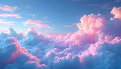 Dreamy Pink and Blue Cloudscape: A Serene Aerial View