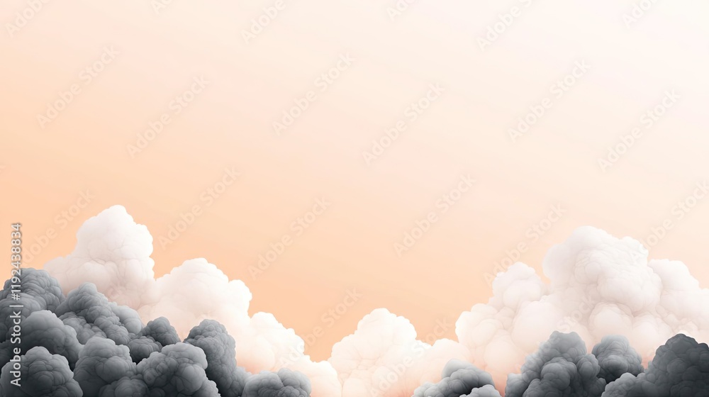 Poster cloudy abstract background concept. a serene sky blending soft clouds with an orange hue, perfect fo