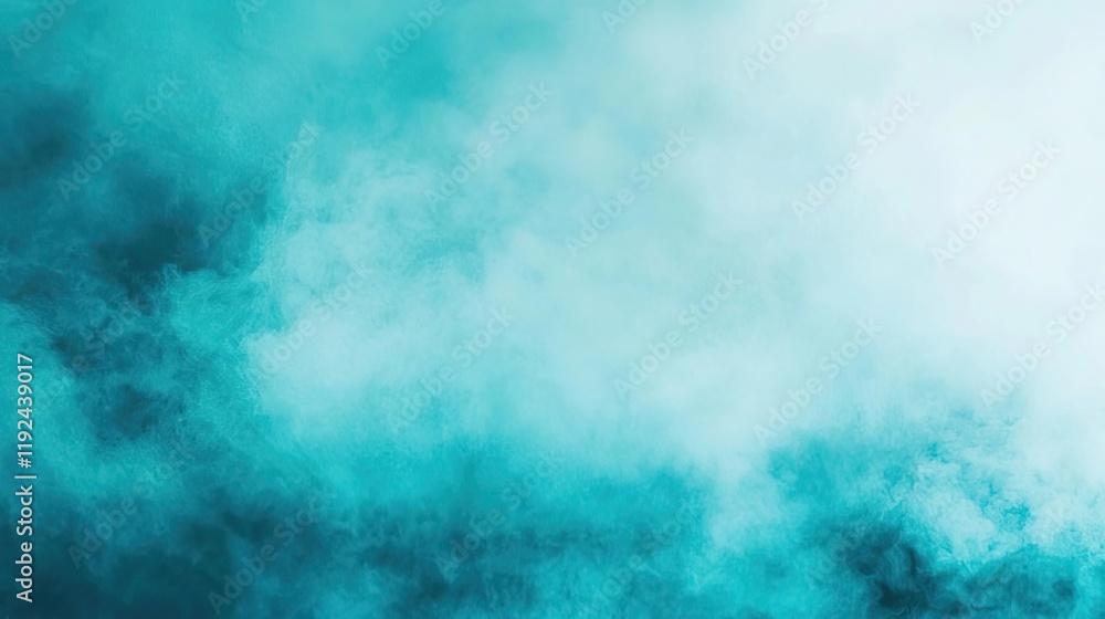 Poster Blurred abstract background idea. A tranquil image of turquoise mist creating a serene and calming atmosphere.