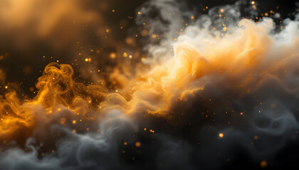 Fototapeta premium Golden Smoke and Ember Abstract: A Dramatic, Textured Artwork