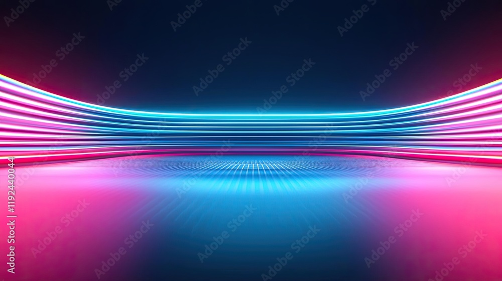 Aufkleber Blurred abstract background idea. Vibrant neon waves on a dark backdrop creating a dynamic visual experience.
