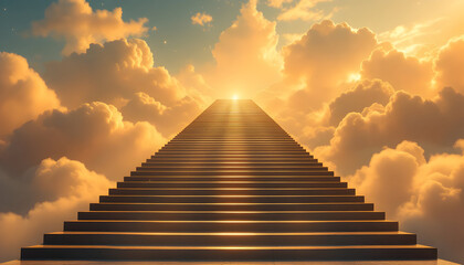 Golden Stairway to Heaven: A Serene, Spiritual Sunrise Landscape