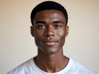 Obraz premium headshot of a handsome young black man, wearing a t shirt, clean background
