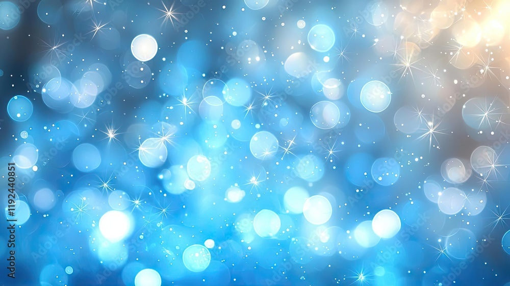 Aufkleber Blurred abstract background idea. A collection of shimmering blue bokeh lights creating a dreamy background effect.