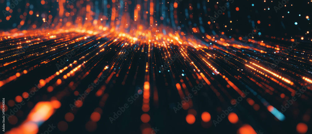 Poster Complex abstract data visualizations with vibrant glowing patterns and dynamic textures