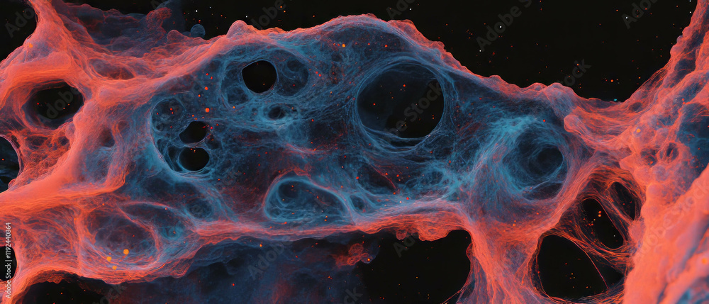 Poster Complex abstract data visualization with vibrant colors and intricate patterns