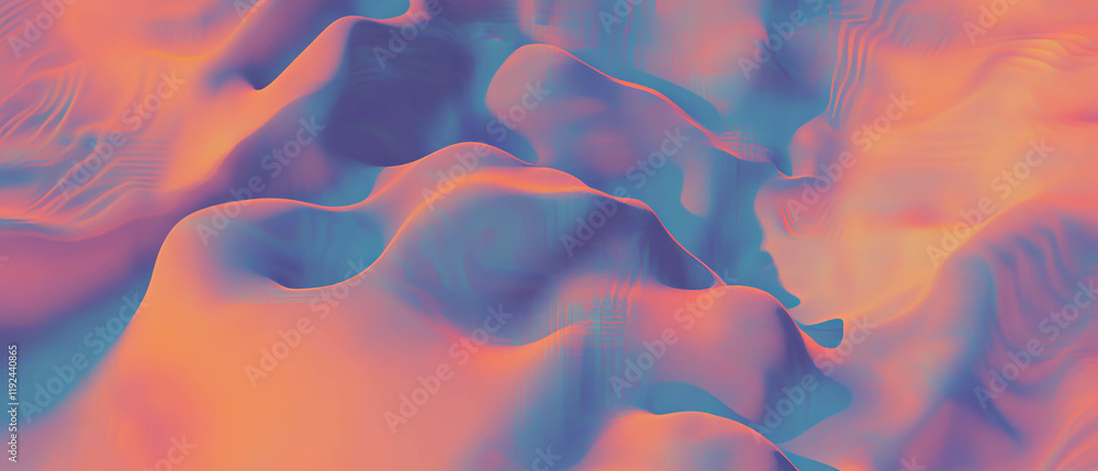 Poster abstract data visualization with vibrant patterns and flowing shapes in a striking color scheme