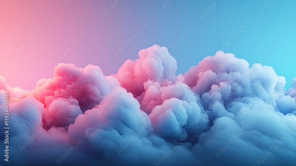 Poster blurred abstract background idea. vibrant clouds in shades of pink and blue create a dreamy sky view