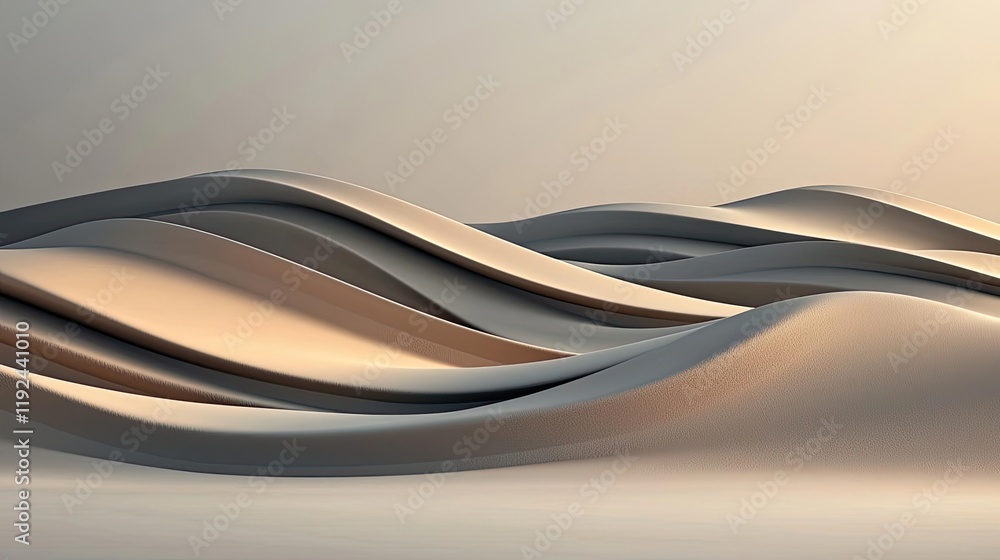Aufkleber Cloudy abstract background concept. Abstract design featuring smooth, flowing curves in soft neutral tones and shadows.