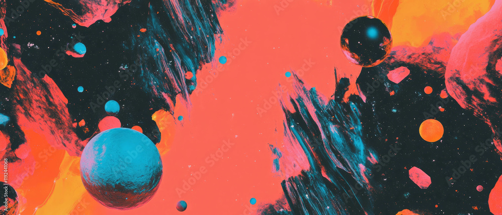 Poster Celestial patterns and cosmic imagery create a vibrant abstract background