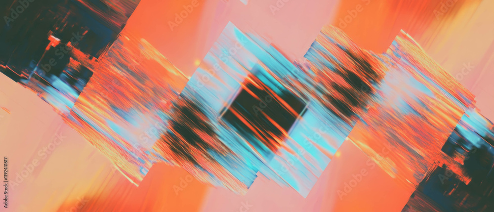 Poster Exploration of pixelated patterns and digital textures in a vibrant retro aesthetic