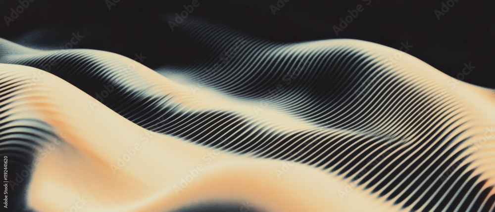 Poster Abstract pattern of repeating lines and curves creates rhythmic visual flow in dark backdrop