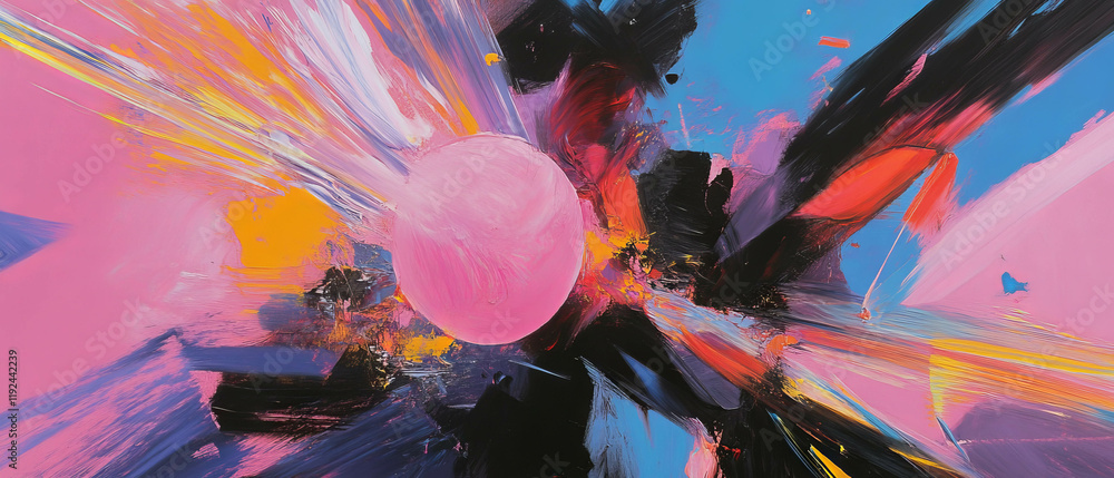 Poster Dynamic explosion of color and energy creating a striking abstract composition