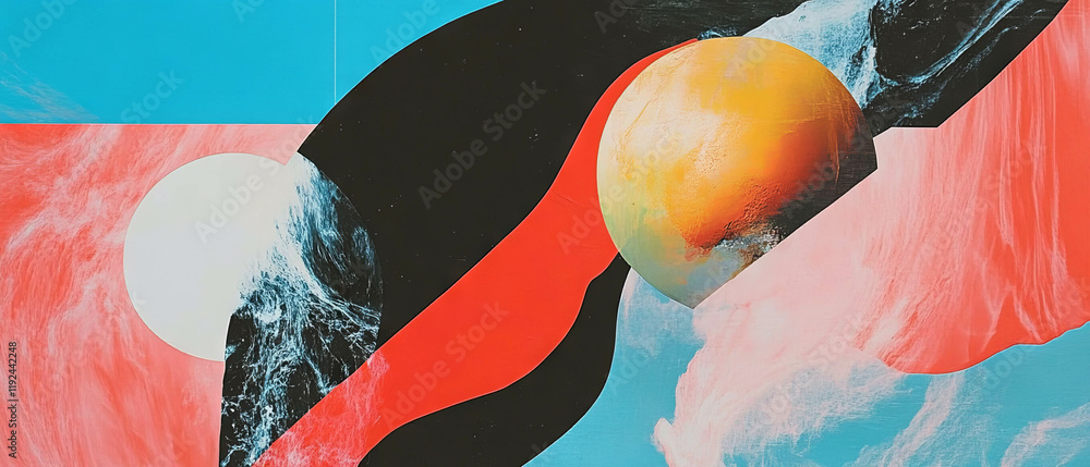 Poster Exploring abstract harmony through vibrant color contrasts and fluid forms
