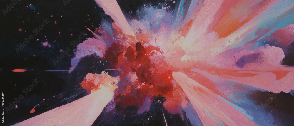 Poster Explosions of vibrant color and energy create a dynamic abstract art piece