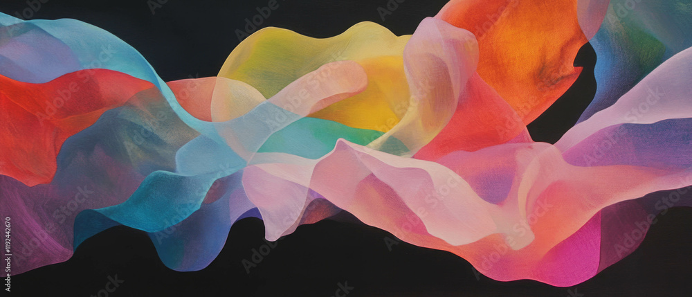 Poster elegant abstract forms with flowing lines create a vibrant visual rhythm