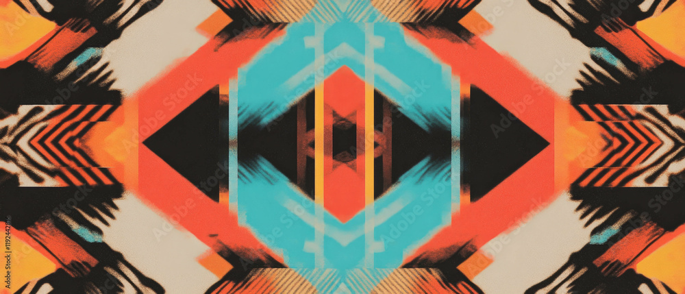Poster Dynamic transformation of abstract geometric patterns creating a rhythmic visual experience