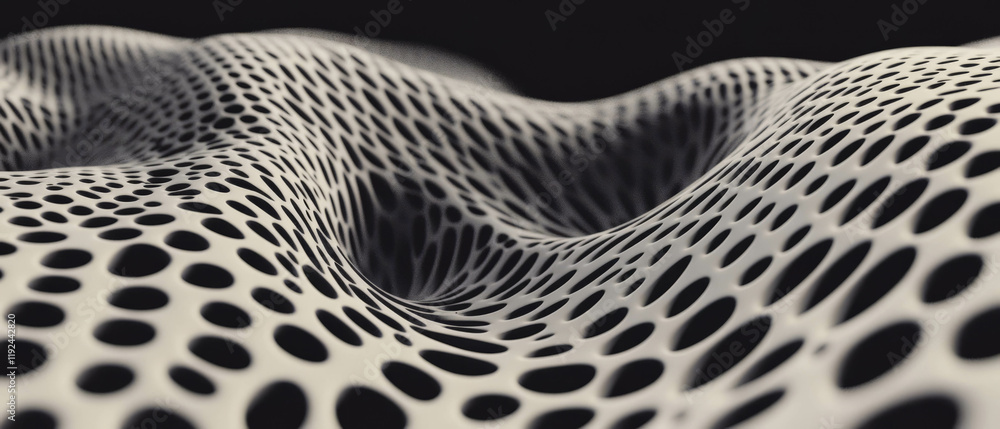 Poster Dynamic transformation of abstract geometric patterns creating visual rhythm and movement