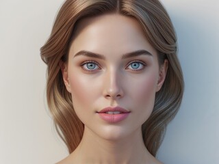 Fototapeta premium a beautiful western woman with blue eyes, brown hair, portrait