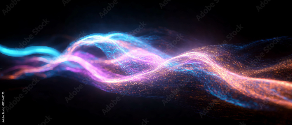 Poster Dynamic abstract representation of colorful light beams creating visual movement and energy
