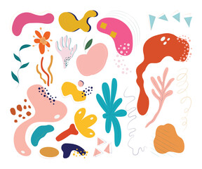 Naklejka premium Set of Hand Drawn Colorful Organic Shapes Vector Illustration