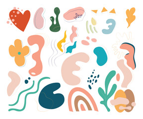 Set of Hand Drawn Colorful Organic Shapes Vector Illustration