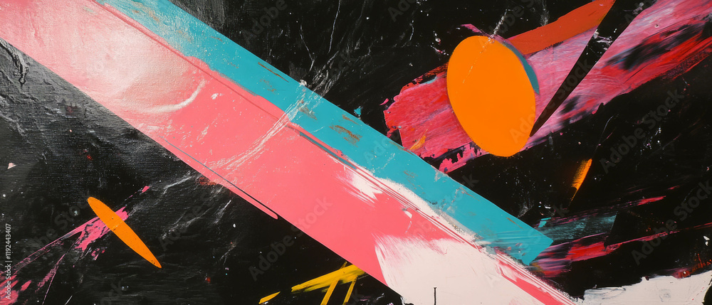 Poster Bold colors and abstract lines create a vibrant punk art composition in striking contrast