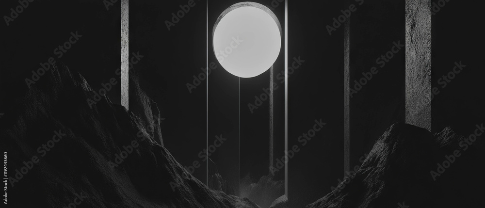 Poster Intricate interplay of matte shapes and shadows creating a three-dimensional depth effect