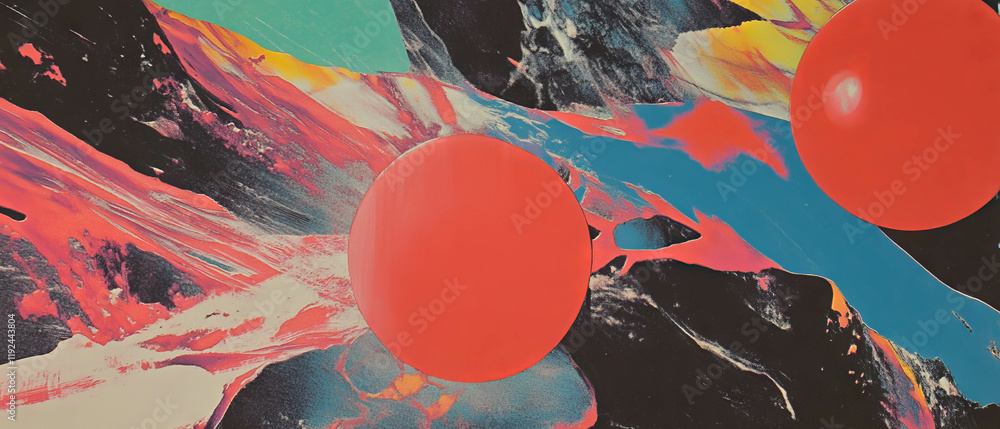 Aufkleber Dynamic abstract patterns featuring vibrant colors and contrasting shapes