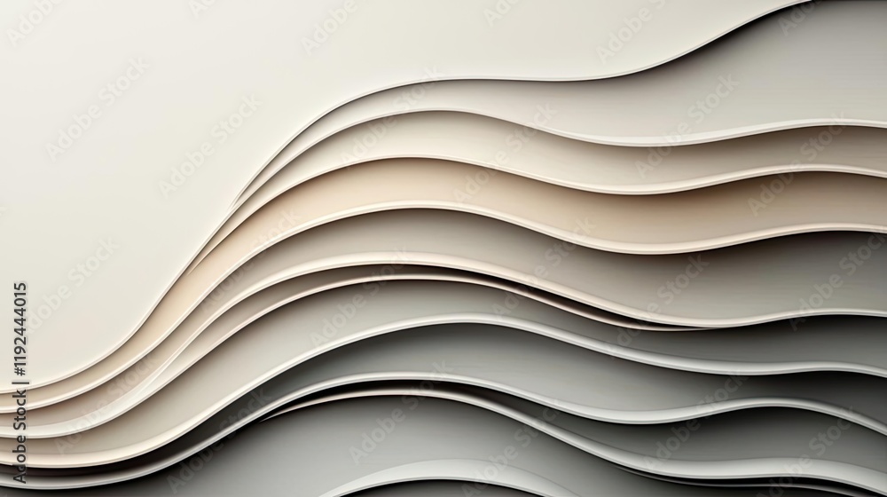 Poster Cloudy abstract background concept. Stylish abstract paper waves in soft tones create a modern artistic background.