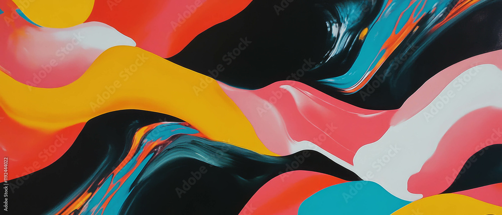 Poster Abstract patterns conveying rhythm and visual harmony in vibrant colors and flowing shapes