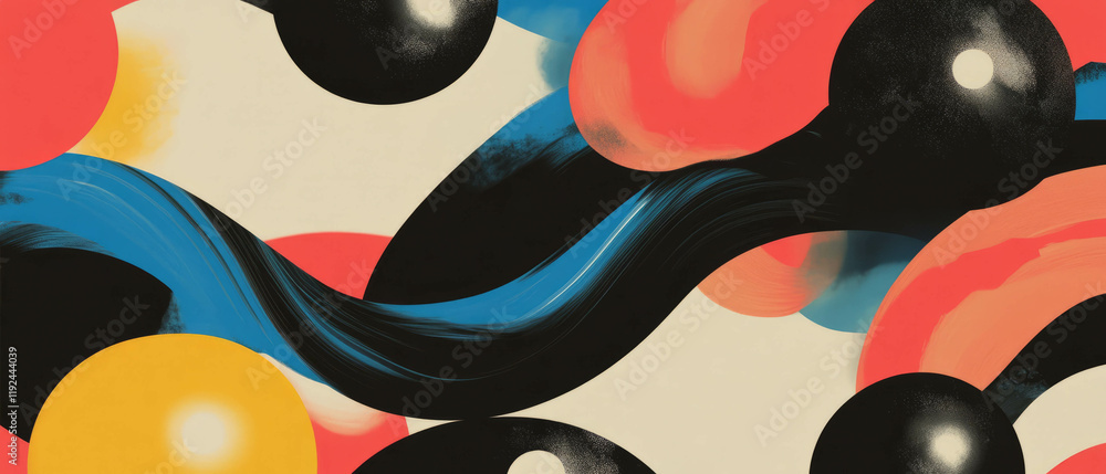 Poster Vibrant abstract patterns showcasing rhythm and visual harmony in dynamic composition