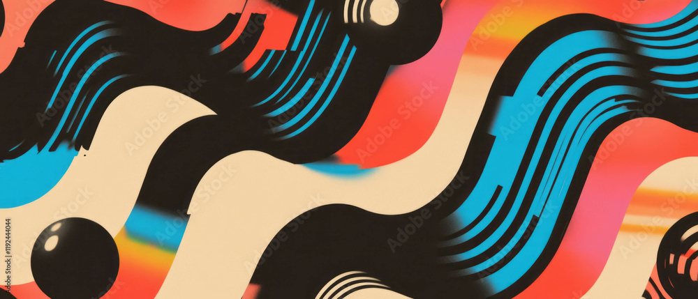 Aufkleber Exploring dynamic abstract patterns with rhythmic movement and vibrant colors