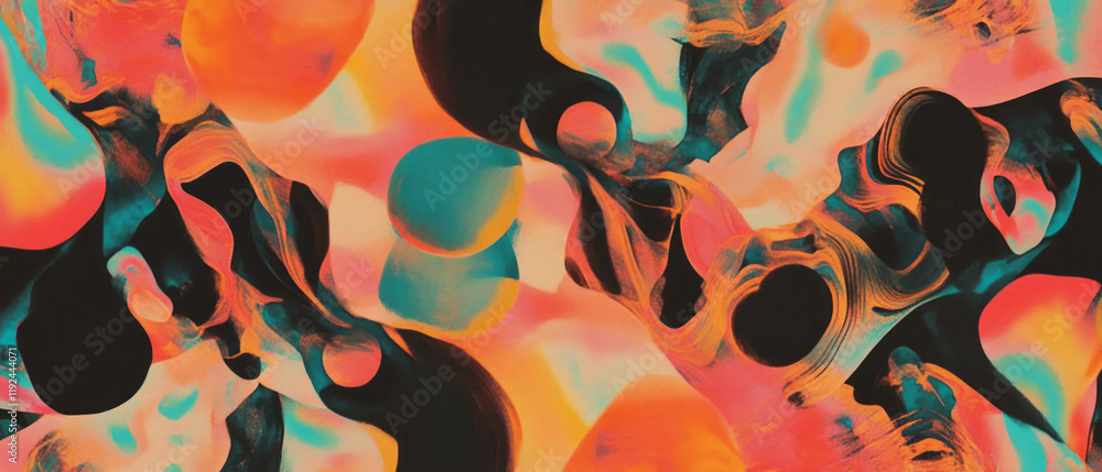 Poster Colorful abstract patterns create a visual rhythm and harmony in vibrant design spaces